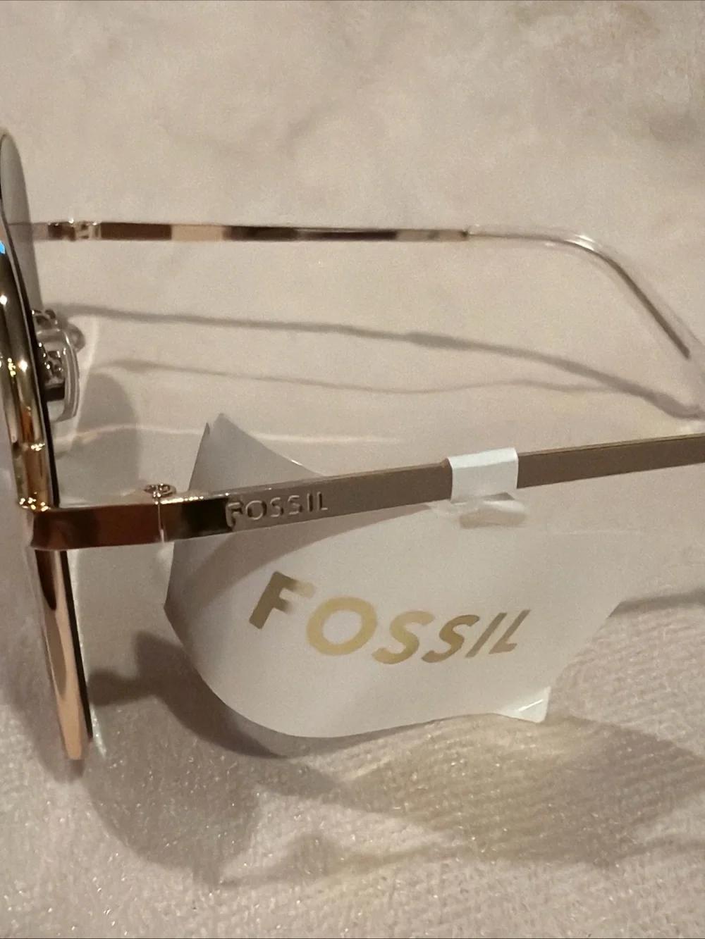 Fossil Metal Aviator X82734 Sunglasses Gold Tone Gold Mirror Unisex New